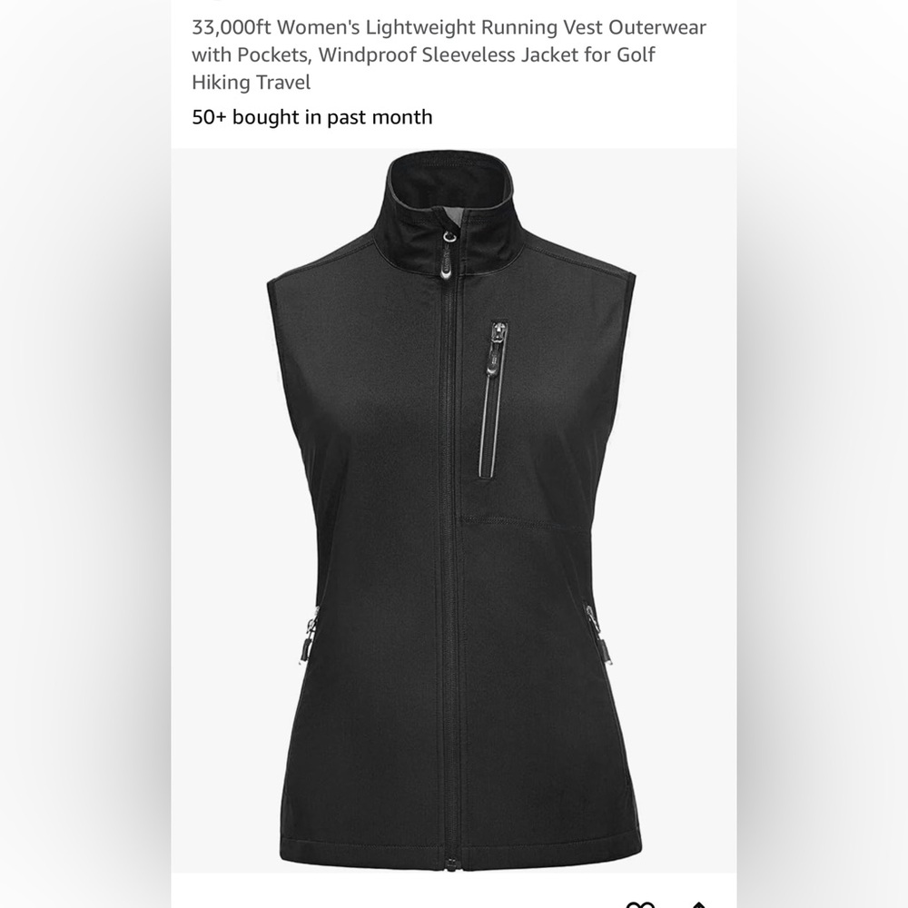 Women's Lightweight Running Vest Outerwear with Pockets, Windproof